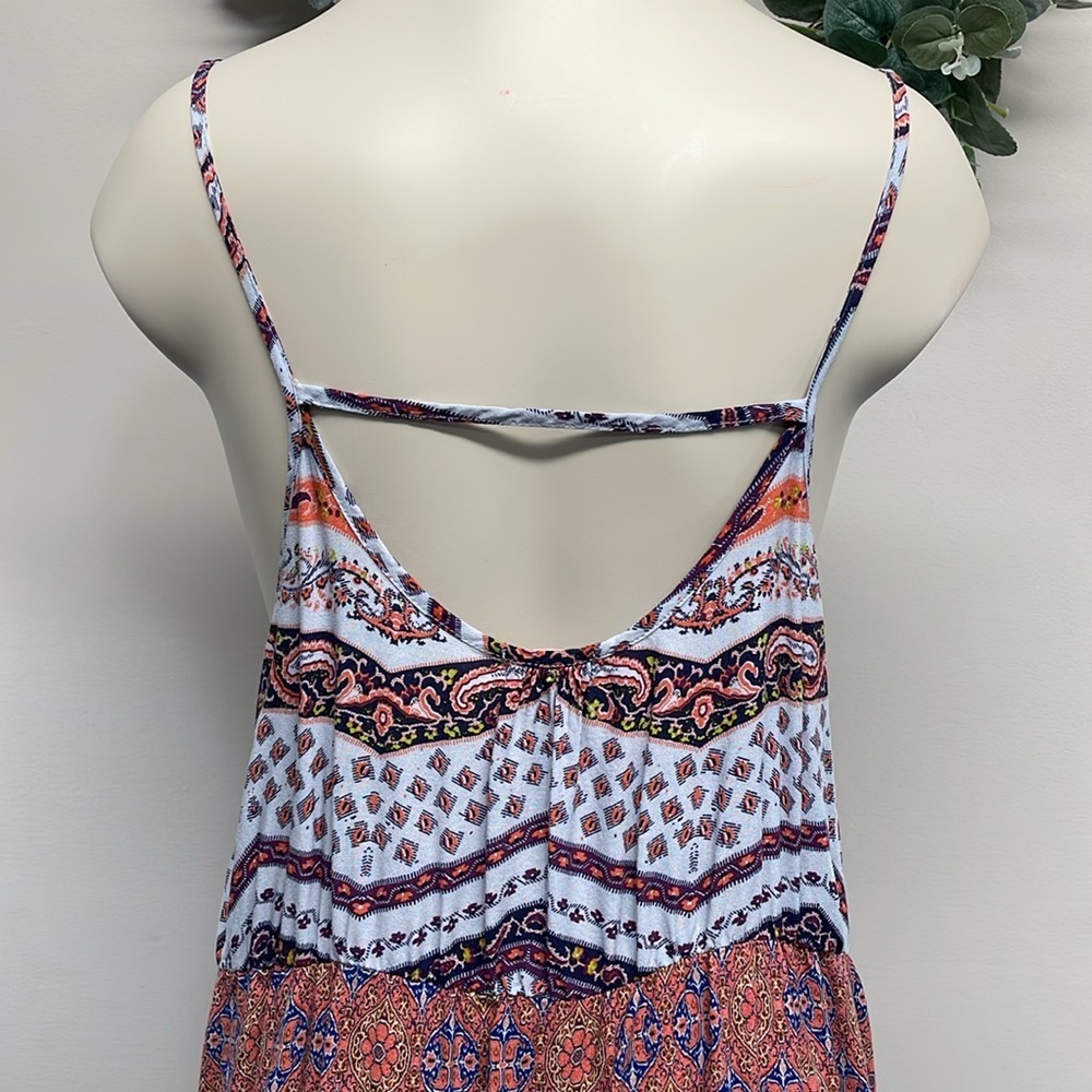 Mossimo Supply Co Boho Spaghetti Strap Paisley Floral Crochet Trim Dress XL - Picture 6 of 16